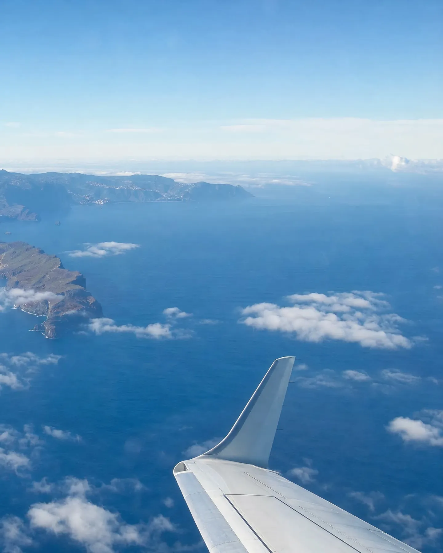 The east of Madeira seen from an aircraft window on the approach